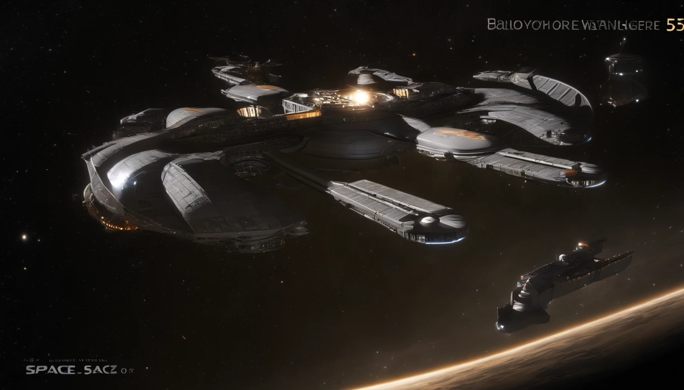 (((The space station is massively bigger than Babylon 5, but in the shape of Deep Space 9))). (((The space station has 6 O'Neal Class space stations off in 5 directions, & 1 down the middle))). It's 10 times bigger than Saturn, and generates it's own power. There are hundreds of starships going to & fro, from the station, at any hour of the day. The station is in the foreground. There are many stars, a nebula, and a comet, in the background., conceptual art, vibrant, dark fantasy, ukiyo-e, 3d render, architecture, portrait photography, cinematic, vibrant glass, diamond, J. Michael Strazynski style.