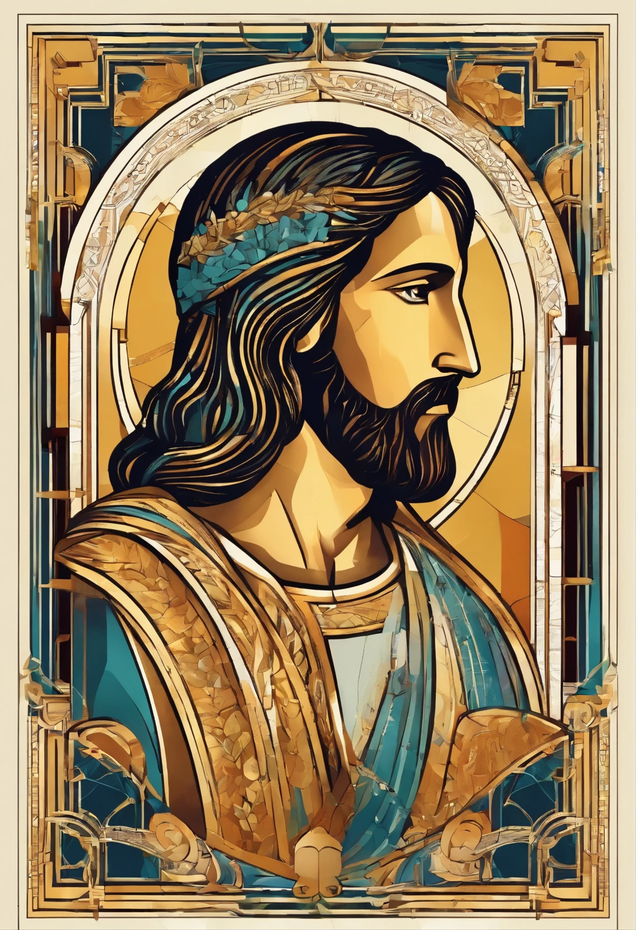 "Generate an image of Jesus in your profile, Capture in moments of deep prayer, Gently clasp your hands together,big cross."