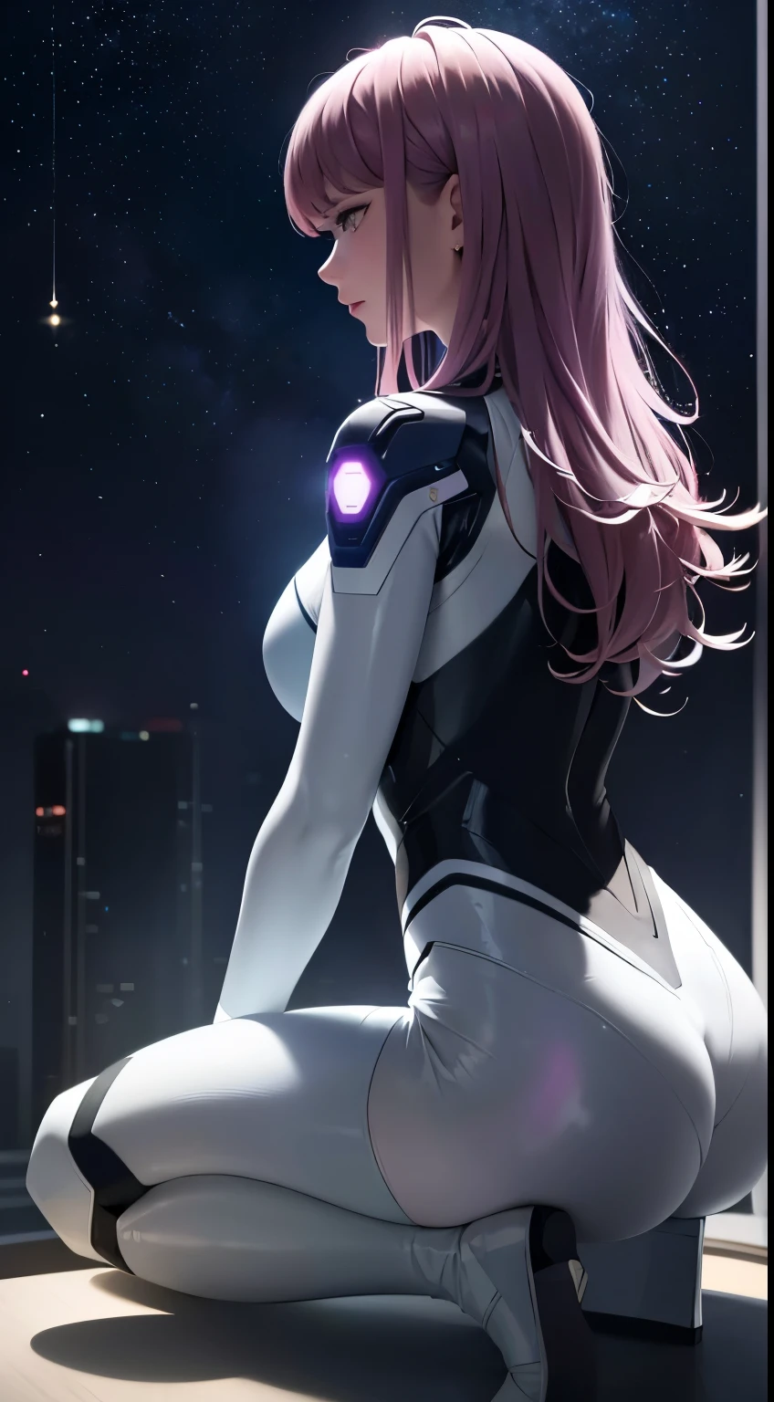 (tmasterpiece:1.2),best qualtiy,In space,(nigh sky,medium lenght hair:1.2),(illustratio:1.2),lindo cenario,dreads,(Elaborate luminescence,lens flare glow),(Hyper-detailing),Hyper-detailing,(exquisitedetails),(complexdetailovie light,Best quality backlight),Clear lines,New world,peeping at the viewer,Solo Woman,(Space Girl,the space),Oriental women,Girls are modeling figures,Solo Woman,Perfect body,Beautiful 16 year old girl,(1girll),(Bright bioluminescent hair,bright glowing eyes),(galaxias,Alien planet),(Astronaut wearing sexy futuristic style white tight spacesuit:1.1),(The material of the spacesuit is extremely light),The girl has a slender waist,smallunderboob, Big breasts Thin waist,bare shoulders,Bare legs,exposed waist,Latex tight spacesuit,The chest of the spacesuit shows the starry sky,Slightly closed eyes,(cyber punk perssonage),(dyna:1.3),(putting makeup on)),hight contrast,(The best lighting,Extremely refined and beautiful),((Movie Moonlight)),Extremely colorful,((Photoshop Pastel Painting:1.1)),aethereal,(Movie Masterpiece),suspense,Funk,(Starskrim),splash of color,absolutly eye-catching,((Caustics)),dynamic angle,big breasts beautiful(detailed glow),(spine-chilling),(Intricate movie scenes behind it:1.2),Environmental occlusion, (Ambient moonshine), ray-traced reflection, intricately detailed visible background , (Glowing spacesuit), terroral, (Bioluminescent vegetation:1.2), terroral, uneasy, A futuristic, terroral, (Hologram heads-up display), (Delicate Great Comet)