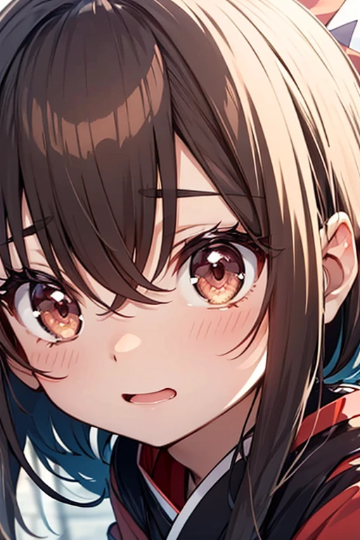 Close-up of a cartoon girl with a surprised expression on her face, [[[[greturnning evily]]]], Change, Red Cliff, Chiyuki, Oooo, little girl, return, tomorrow, [ [ Soft ] ], ██full of expressions██, touhou, Little cute,alone