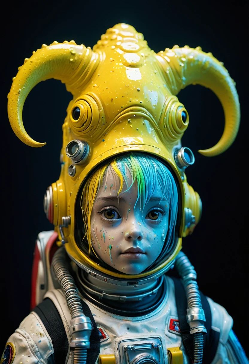 8K, ARTISTIC photogrAphy, best quAlity, mAsterpiece: 1.2), A (potrAit:1.2) Don Bluth Style  ASTRONAUT Cthulhu yellow Toon Doll, full body RAW candid cinema, cyan hair, 16mm, color graded portra 400 film, remarkable color, ultra realistic, sad admosphere, dark lighting, oppressive atmosphere, depressive colors, kodak portra 400, photograph,r, Natural Light,  Pinhead lighgts, blur reflection, Brush Strokes, Smooth, abstract, Splatter, Oil On Canvas, rainbow colors, fractal isometrics details bioluminescens : a stunning realistic photograph of wet bone structure, 3d render, octane render, intricately detailed, titanium decorative headdress, cinematic, trending on artstation | Isometric | Centered