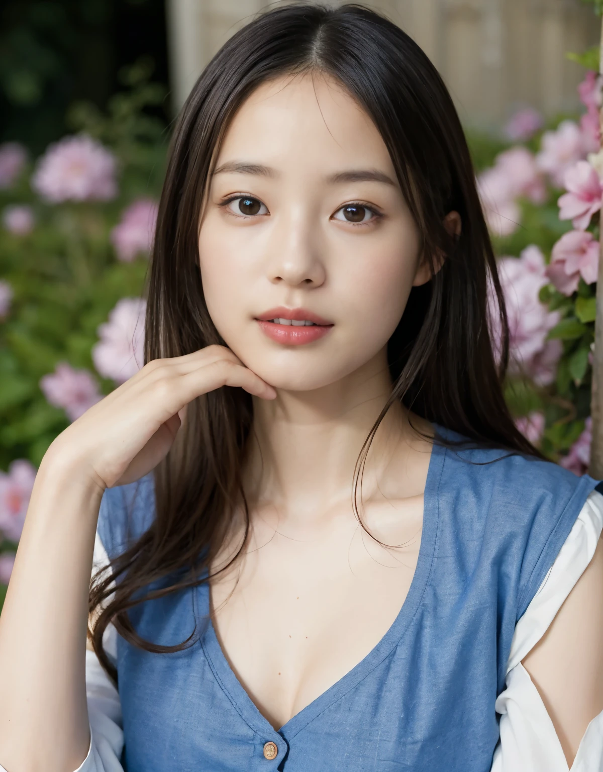 smile,((NSFW)),(Best Quality:1.2), Female dog,(Female organ:1.1),8K, Raw photo, Beautiful sexual woman, ((Her naked lower body is visible under her clothes.、股間のFemale organが見えている:1.3)),Detailed face and eyes,(((Alice in Wonderland:1.3))),whole body,amazing,A fairytale and unrealistic world,In the garden