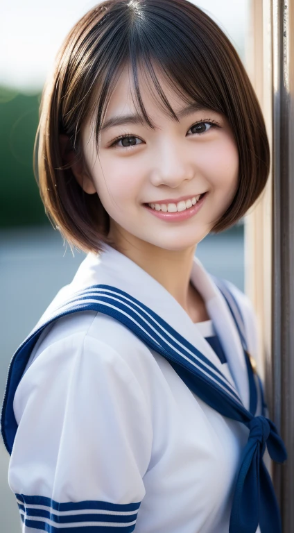 Enhanced Dynamic Perspective,cutecute美しい女の子,JK ,Look at me and smile,Simple Background,Masterpieces,high quality,4K resolution,Ultra-fine,More about pubic hair,Accurate,Cinema Lighting,Keep the original face proportions、(Big ample breasts)、((Button Gap))、(run and jump)、最high quality,8K quality,masterpiece:1.3),(超High resolution,Photorealistic:1.4,RAW Photos),(Very detailed,Caustics,Detailed Background),(Ultra-Realistic Capture,Beautiful and detailed skin,Perfect Anatomy),At dusk,Sunset sky,School building,Schoolyard,18-year-old,cute,Black short bob,Looking at the camera,Laughter,、masterpiece, 最high quality, High resolution, wallpaper, Realistic, Bright lighting, Professional Lighting, Face Light, Smooth lighting, Japanese Girls, ((Whole body 1.4)),Are standing, 15 years old,cute, smile, beautiful girl, gravure, sexy, so beautiful, Beautiful Skin, Beautiful and exquisite、Detailed face、slim、Moderate, short hair,、Schoolyard、Cheerfully、smile、skip、Teenage Girls Japanese Realisticな 10 generations Background Blur、Sailor suit、blue sky