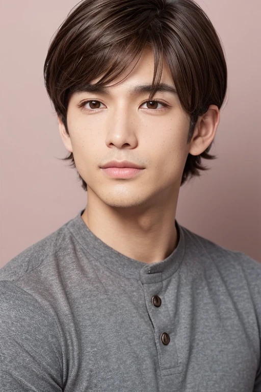 Man 35 yrs american-japanese
- **Height**: 5 feet 10 inches (178 cm)
- **Hair Color**: Dark brown
- **Hair Style**: Straight, medium-length with subtle layers
- **Eye Color**: Brown
- **Skin Tone**: Light to medium, with freckles on the cheeks
- **Facial Features**:
- Oval face shape
- Almond-shaped eyes
- Straight nose
- Medium fullness lips with a natural pink color and slightly upward curved corners
- Defined but gentle jawline
- Small mole above the right eyebrow
- **Additional Details**: Clean-shaven, well-groomed eyebrows, defined cheekbones, no piercings, and no glasses.