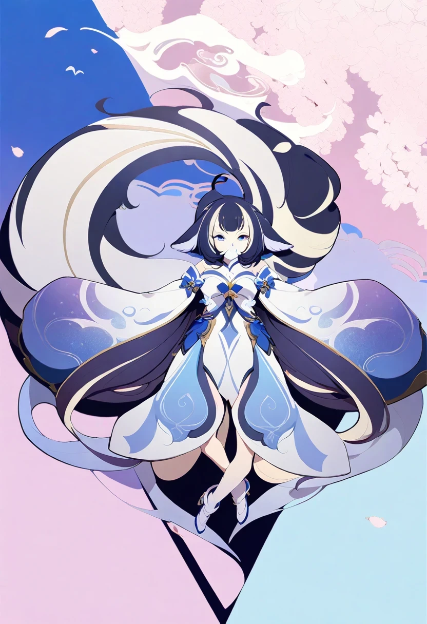 (shylily/(Twich/):1.5),(1 girl), (((solo))), Full body standing, (solo), Clear facial features, (Fox ears,Cherry blossom hair accessories,Bow), Clean lines design, (( Floating World, role conception)), Combination of pink and color, Zephyr Element, Onmyoji Detailed Art, Character portrait, ((Flat color)), , ((Clear facial features,beautiful eyes,Beautiful face, Exquisite facial features)),(masterpiece:1.2),(best quality:1.2)