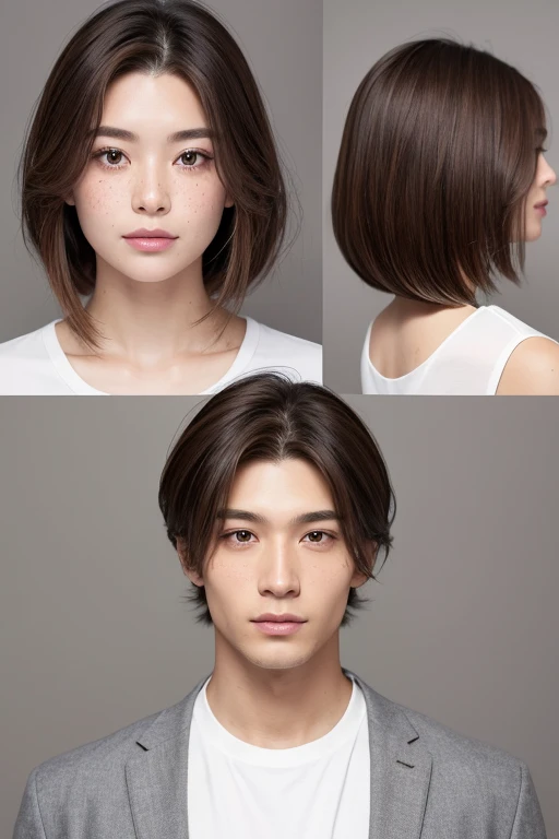 Man 35 yrs american-japanese
- **Height**: 5 feet 10 inches (178 cm)
- **Hair Color**: Dark brown
- **Hair Style**: Straight, medium-length with subtle layers
- **Eye Color**: Brown
- **Skin Tone**: Light to medium, with freckles on the cheeks
- **Facial Features**:
- Oval face shape
- Almond-shaped eyes
- Straight nose
- Medium fullness lips with a natural pink color and slightly upward curved corners
- Defined but gentle jawline
- Small mole above the right eyebrow
- **Additional Details**: Clean-shaven, well-groomed eyebrows, defined cheekbones, no piercings, and no glasses.