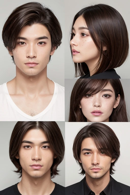 Man 35 yrs american-japanese
- **Height**: 5 feet 10 inches (178 cm)
- **Hair Color**: Dark brown
- **Hair Style**: Straight, medium-length with subtle layers
- **Eye Color**: Brown
- **Skin Tone**: Light to medium, with freckles on the cheeks
- **Facial Features**:
- Oval face shape
- Almond-shaped eyes
- Straight nose
- Medium fullness lips with a natural pink color and slightly upward curved corners
- Defined but gentle jawline
- Small mole above the right eyebrow
- **Additional Details**: Clean-shaven, well-groomed eyebrows, defined cheekbones, no piercings, and no glasses.