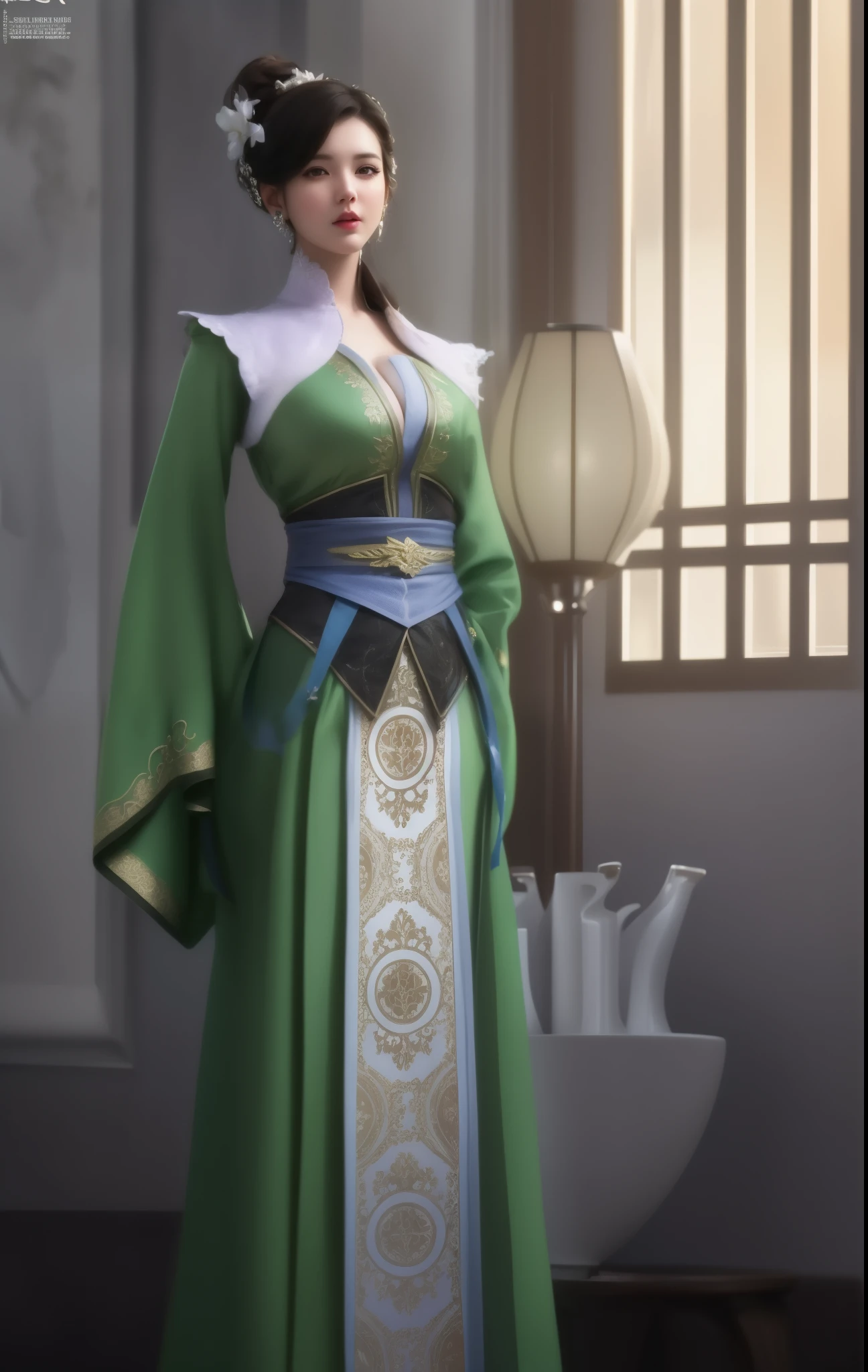 (hyperrealistic), (illustration), (high resolution), (8K), (extremely detailed), (best illustration), (beautiful detailed eyes), (best quality), (ultra-detailed), (masterpiece), (wallpaper), (photorealistic), (natural light), (rim lighting), (detailed face), (high detailed realistic skin texture), (anatomically correct), (solo), (1 girl), (high detailed realistic hair), (black hair:1.35), (heterochromic eyes), (detailed eyes), (light-brown eyes:1.37), (sparkling eyes), (realistic big breasts:1.5), (long legs), (slender abs), (dynamic pose), (closed tiny mouth:1.3), (concentrated expression), (topless), (exposed breasts cleavage:1.35)