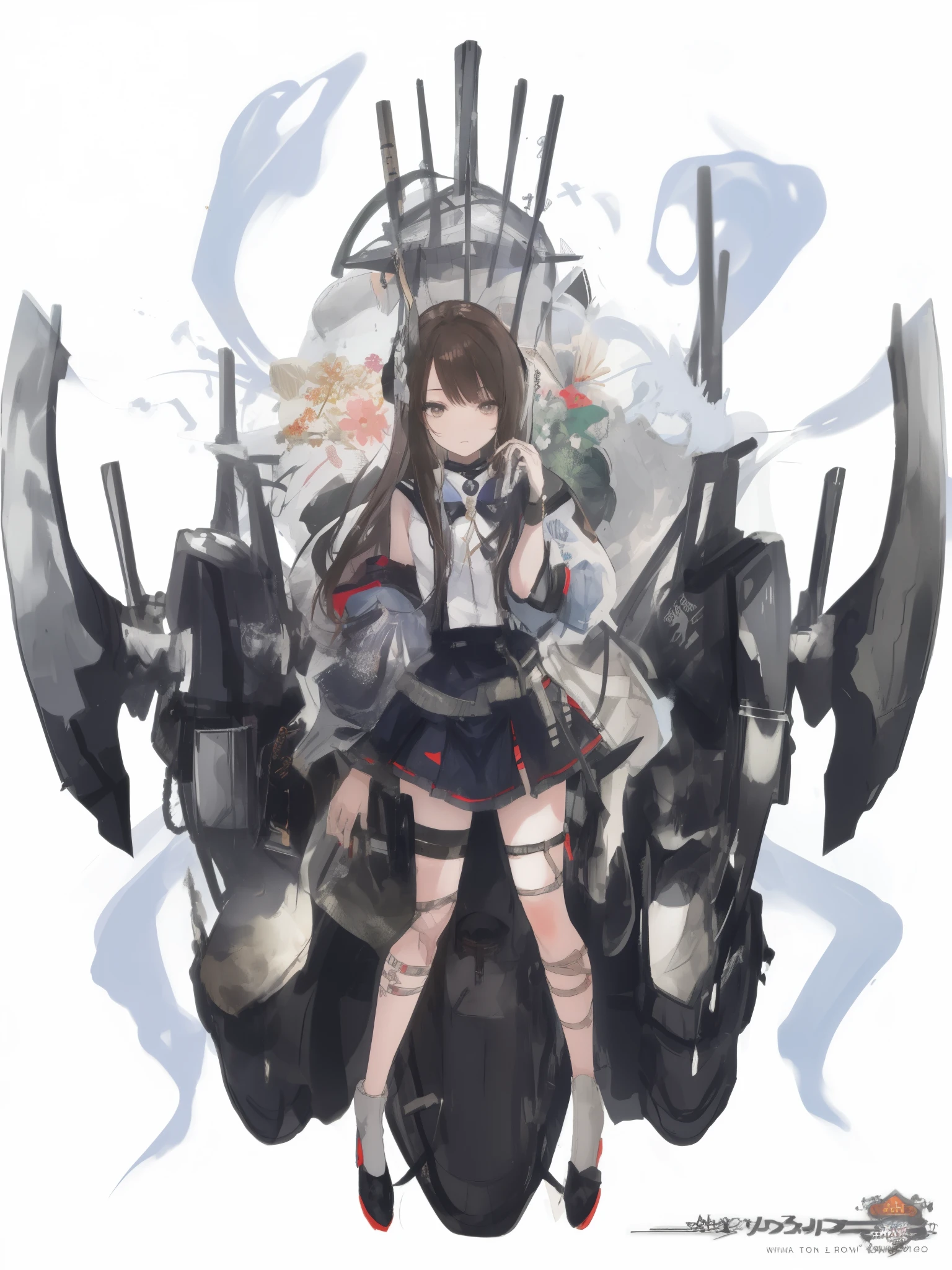 (brown hair swept bangs:1.3), a close up of a person on a motorcycle with a sword, mechanized valkyrie girl, hatsune miku in warhammer 40k, official artwork, art of kirokaze pixel, from arknights, kantai collection style, high detailed official artwork, guilty gear art style, perched on intricate throne, from the azur lane videogame, azur lane style