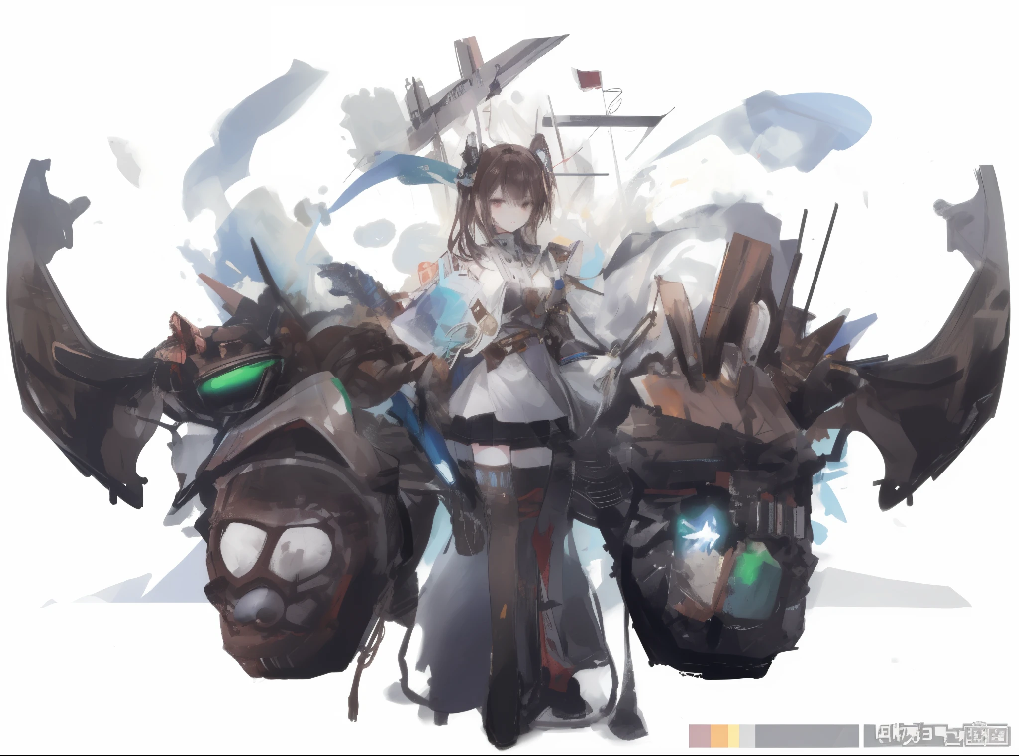 (brown hair swept bangs:1.3), a close up of a person on a motorcycle with a sword, mechanized valkyrie girl, hatsune miku in warhammer 40k, official artwork, art of kirokaze pixel, from arknights, kantai collection style, high detailed official artwork, guilty gear art style, perched on intricate throne, from the azur lane videogame, azur lane style