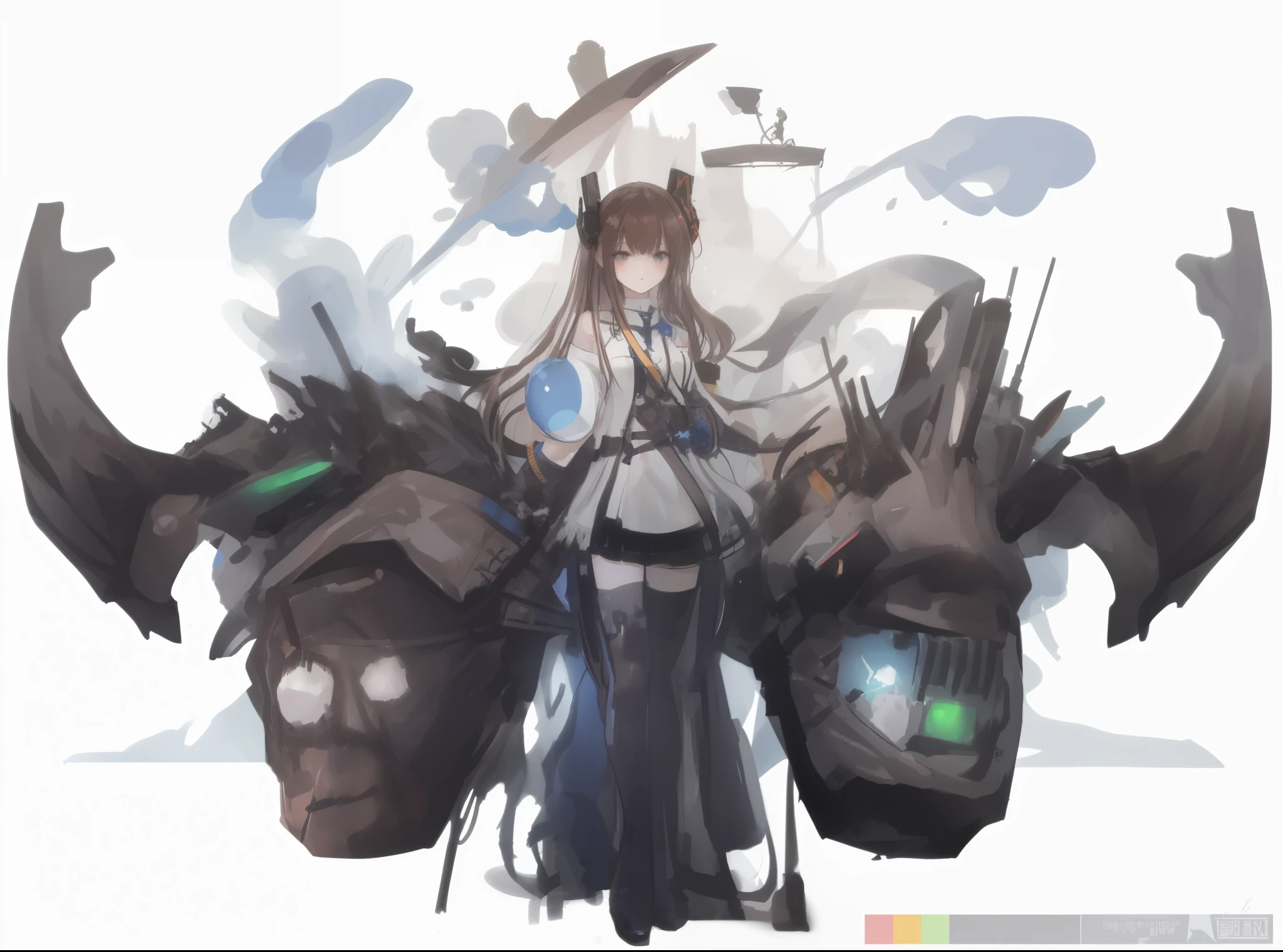 (brown hair swept bangs:1.3), a close up of a person on a motorcycle with a sword, mechanized valkyrie girl, hatsune miku in warhammer 40k, official artwork, art of kirokaze pixel, from arknights, kantai collection style, high detailed official artwork, guilty gear art style, perched on intricate throne, from the azur lane videogame, azur lane style