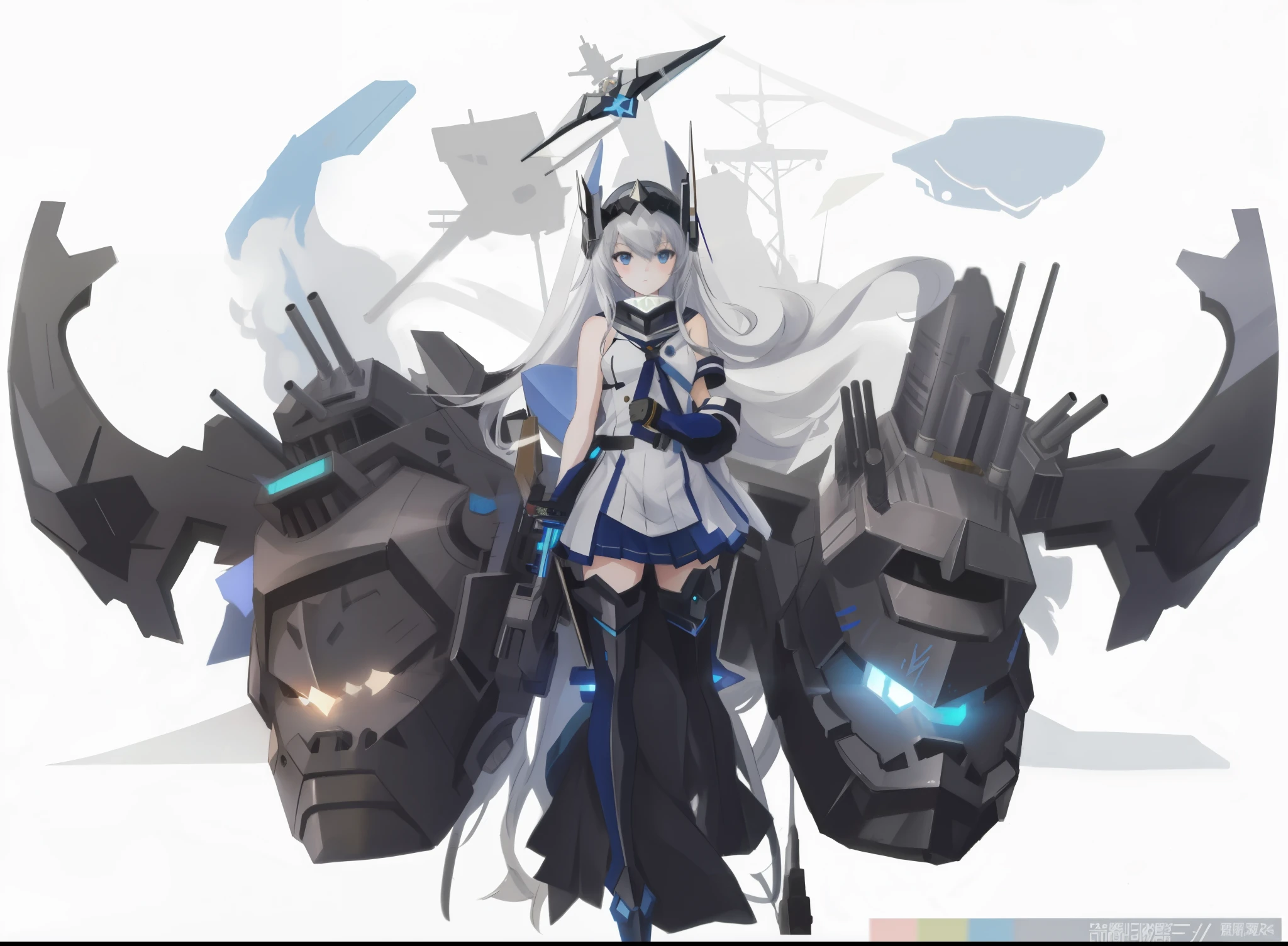 anime girl with a sword and a helmet on a white background, kantai collection style, made with anime painter studio, pixiv contest winner, girl with warship parts, in style of cytus and deemo, anime robotic mixed with organic, epic anime style, digital art on pixiv, pixiv style, pixiv, zerochan art, painted in anime painter studio