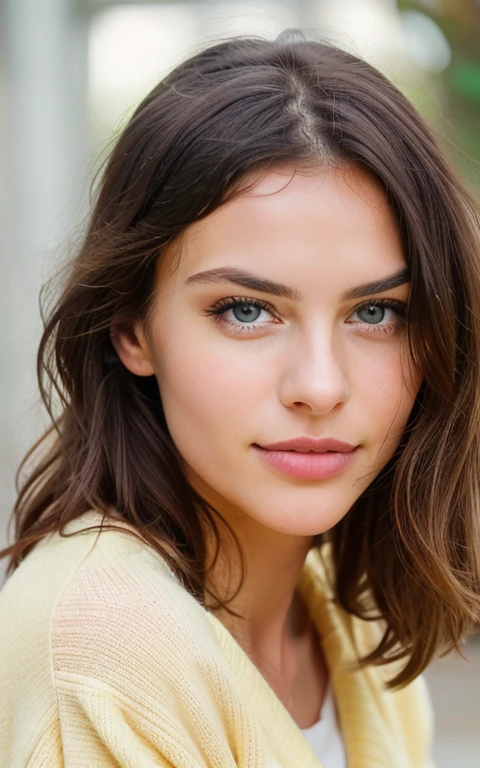 Cute beautiful blonde girl in a yellow sweater , very detailed, 14 years, An innocent face looks right at me, naturally beautiful thick wavy hair, Blue eyes, a high resolution, masterpiece, Best quality, complex parts, very detailed, sharp focus, detailed skin, realistice Hauttextur, texture, Detailed eyes, professional, 4K, charming smile, shot on Canon, 85 mm, light depth of field, Цвет Kodak Vision, perfectly fitting body, extremely detailed, photo_\(ultra\), fotorealistic, realistic, Post-processing, maximum detail, roughness, real life, ultrarealistic, photorealismus, photografie, 8k contract, photografie