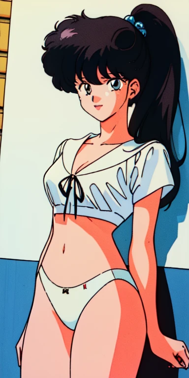 KodachiKuno, alone, Are standing,Side Tail Large_chest, masterpiece, highest quality, Detailed face, fine grain, High resolution,White underwear,good,1990s