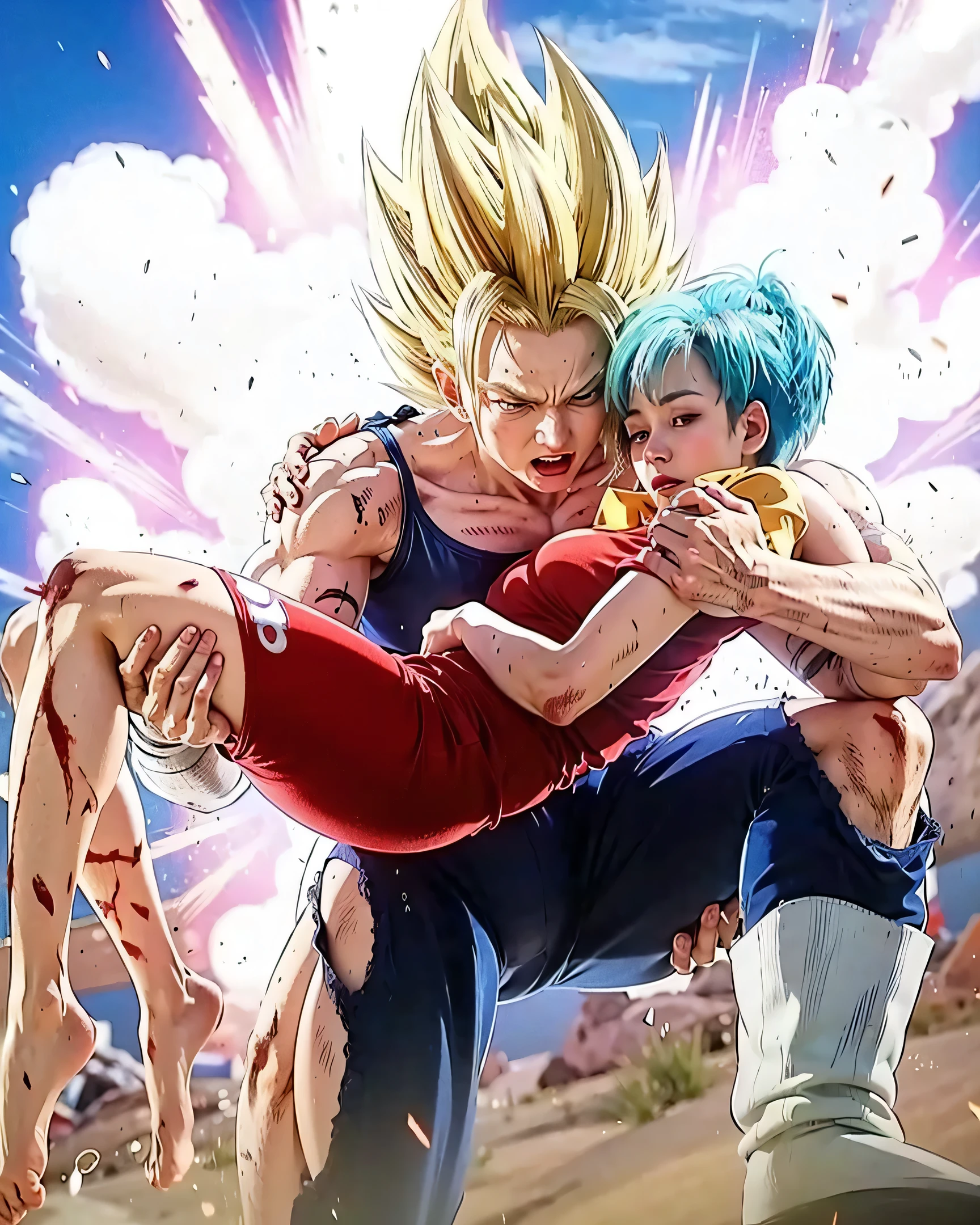 Super Saiyan vegeta save Bulma his wife, Convert to Real Life, 8k