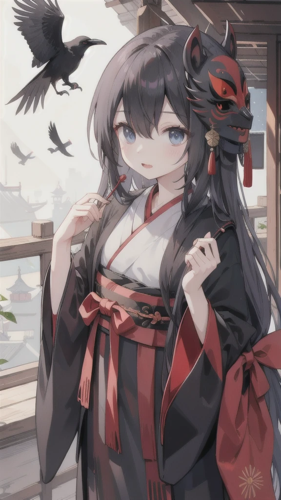 black crow,Hanfu,mask