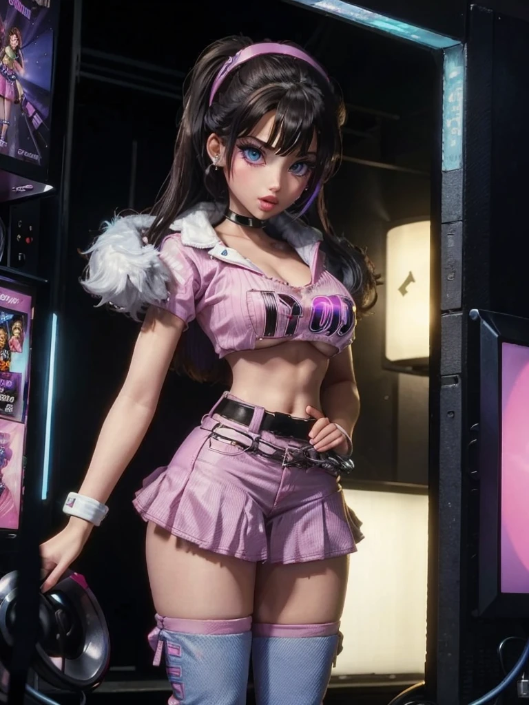 1girl, retro gamer, 80s film style, bratty girl, gamer fashion, girl.