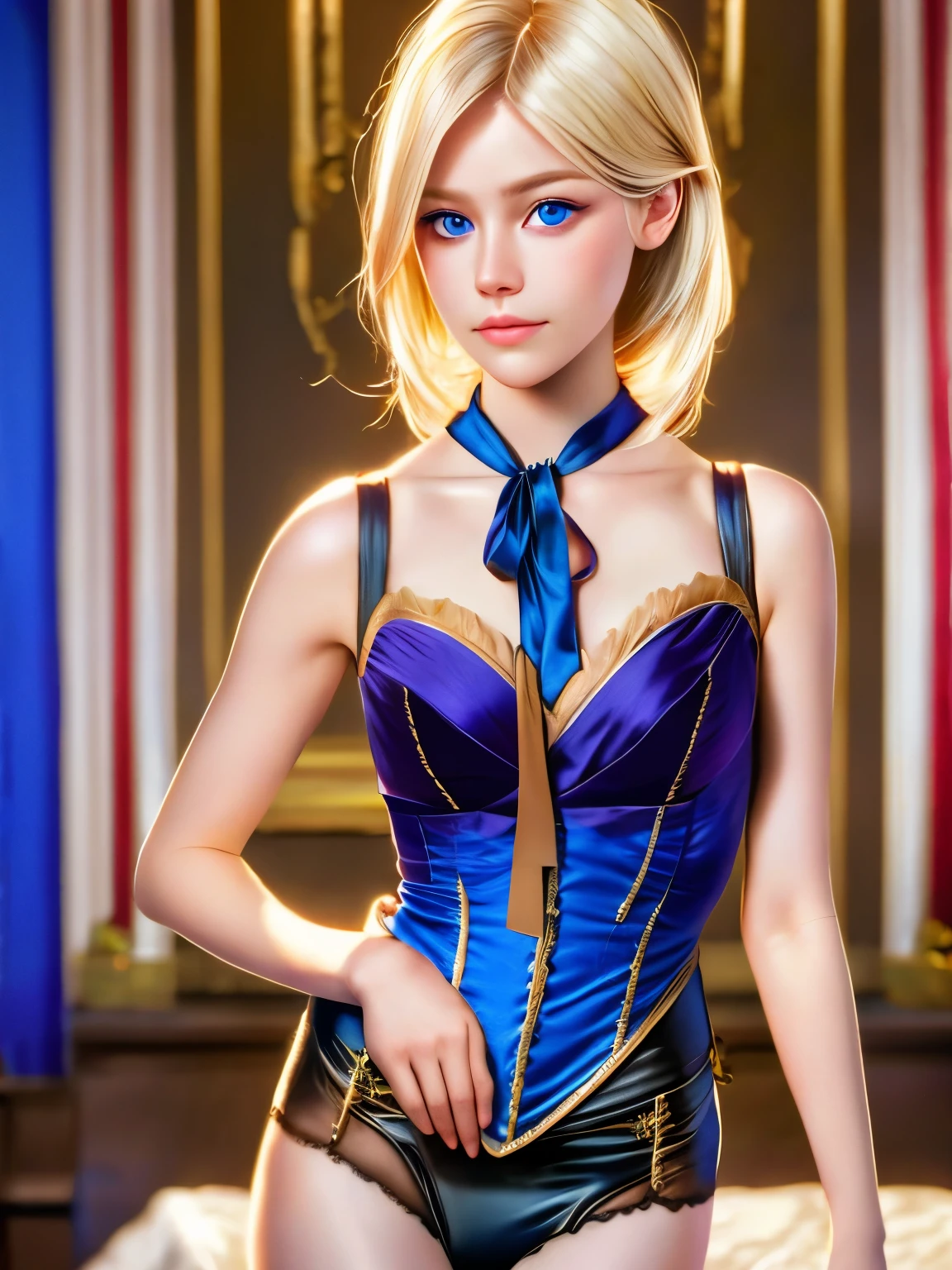 rosto frontal Full frame, realistic detail, stanley artgerm lau, arm candy, french canadian, norweigan, irish, blond hair, skinny, tiny, thin, small, hot, blue eyes, hourglass figure, 5'4, 8 k, 4 k, beautiful lighting, cute, innocent