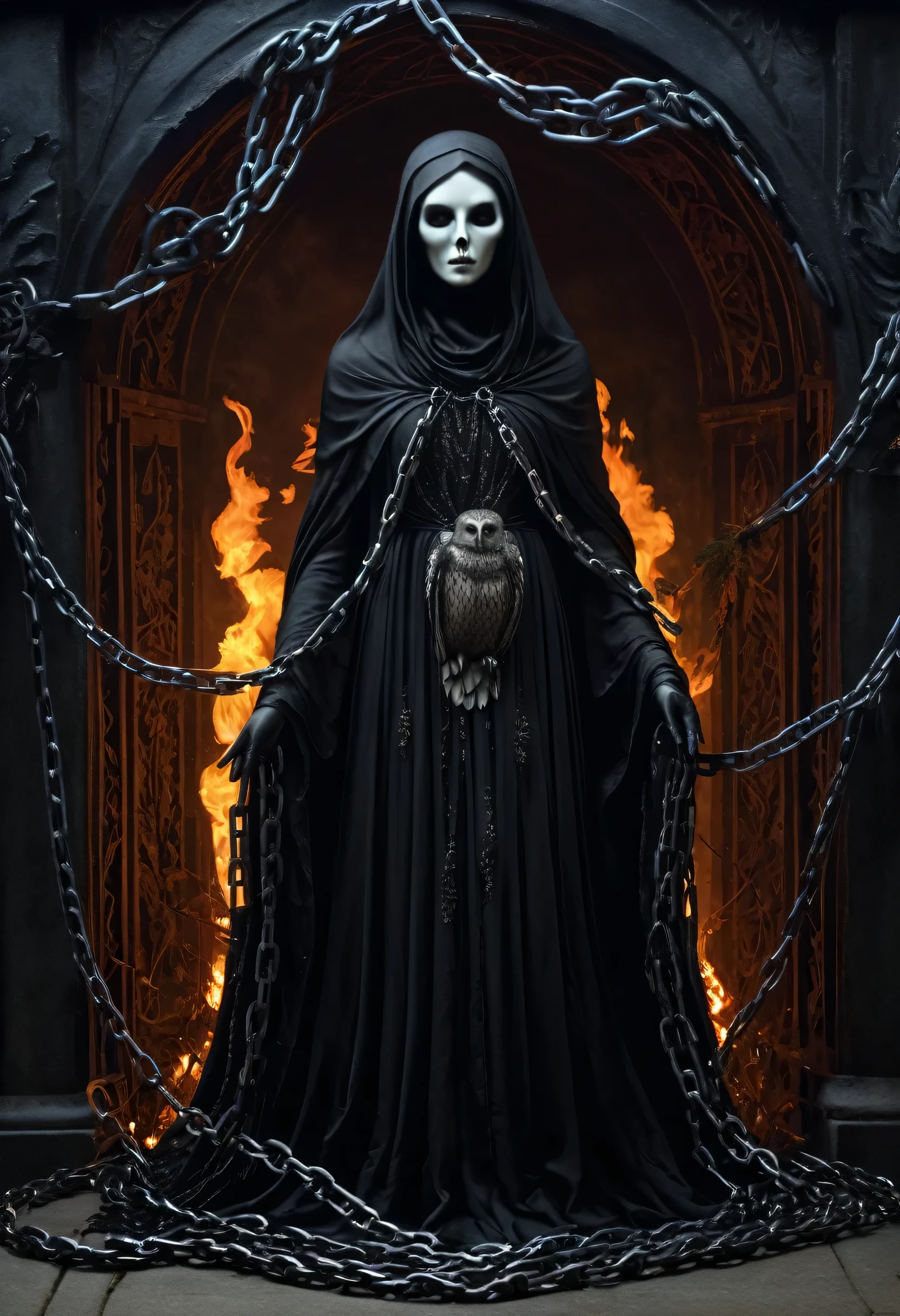 (((imagem perfeita))), (Absurdo), 1girl, sozinho, Narberal Gama, maid, armadura, Luvas, cocar de empregada, Olhando para o Viewer, no expression,Uma mulher usando leggings e uma armadura medieval de renda, sitting with her legs spread on a giant skull and human skeleton in a pink cave filled with smoke. seu rosto se torcia com um sorriso maligno, seus olhos brilhando de maldade. In a mesmerizing and nightmarish setting, cercado por teias de aranha e uma atmosfera de derramamento de sangue. Skulls and skeletons are scattered around the site, while blood vessels and a fluctuating brain increase the horrifying environment. This high-quality image captures the essence of darkness and horror, perfect for projects that require a chilling and haunting aesthetic.
dramatic lighting, Alto contraste, Sensual expression, texturas detalhadas, Sony A7S III Camera, Ilford Delta 3200 filmes, Mola 85mm, Flares de lente, Frank Frazetta, Boris Vallejo, Luis Royo, Alexandre Mc Queen, Jean Paulo Gaultier