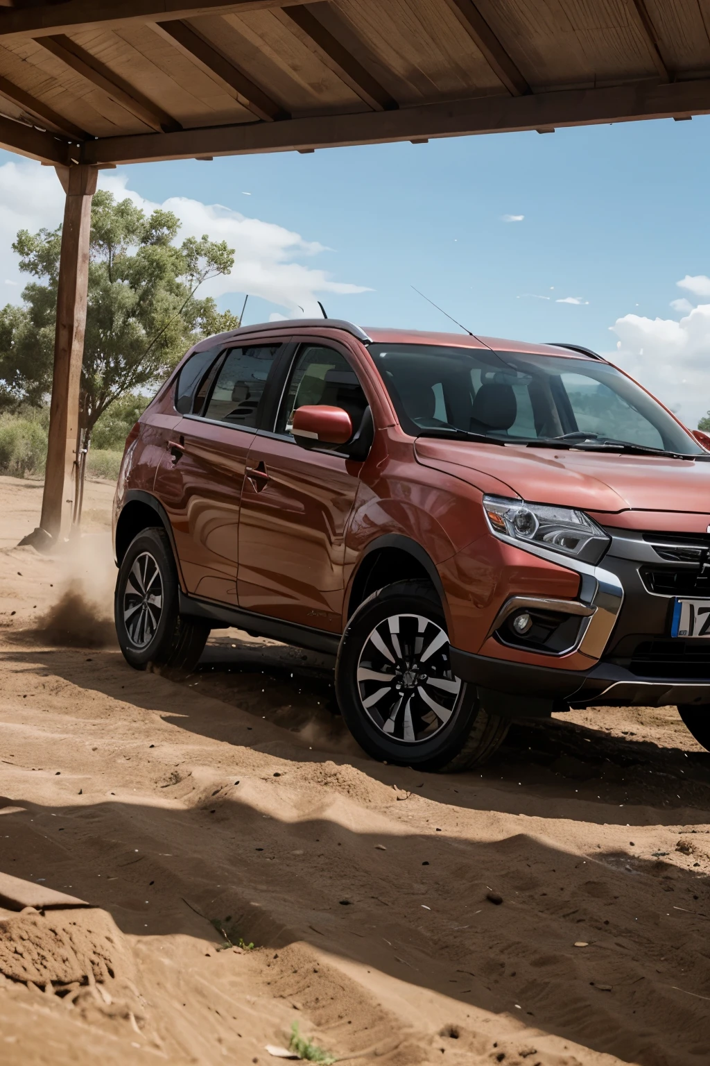 Company creating a Mitsubishi circle with machines