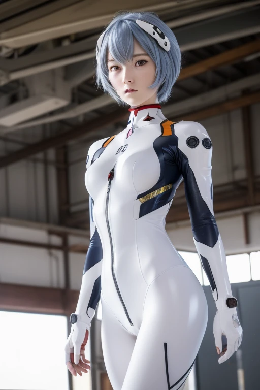 (masterpiece:1.5), highest quality, (Beautiful details:1.4), Highly detailed photos, Natural light, 
Being outdoors, Hangar in the distance, Walking towards here, 
Evangelion, Rei Ayanami, One Girl, 
Dark navy blue hair, Smooth Hair, Thin Hair, short hair, (Dark red eyes:1.6), 
Don't leave or right々headgear of, White headpod, Headset Interface, 
Bodysuits, A plug suit that completely covers the body, A simple and soft plug suit, 透けない白いBodysuits,
Small breasts, small breasts, 