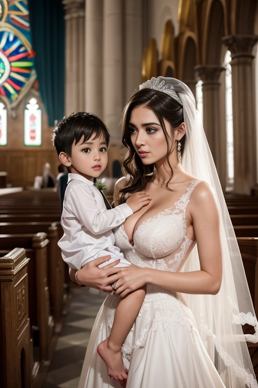 Photo of a hot and sexy tall busty BLONDE bride with a  son (Shota) having sex in a church , A nine--old peneting and holding Bride grabbing her chest in the church , son penetrating her with his erection (agarrar) ((agarrar el pecho)), Sexy Bride in mini dress in church showing her tits, Modelo Mujer Latina Alta novia hermosa , La mejor calidad, ojos expresivos, Cara perfecta, sexy bride and her little son havinin church , Son penetrating topless mom bride  with his erection , Mom bride topless in the church wet and moaning