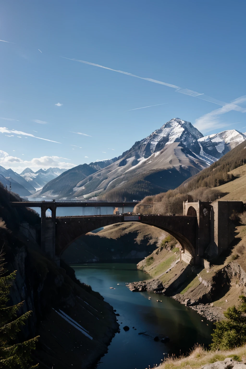 Mountain with several bridges