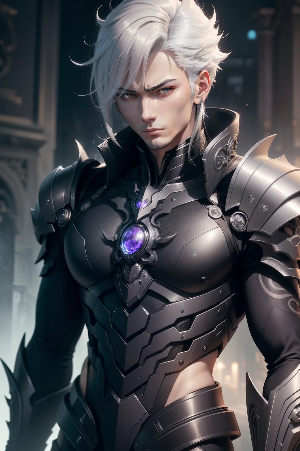 Close-up of standing front of man in black and white costume、8K high-quality detailed artwork、Detailed digital anime artwork、Handsome biomechanical gin、Ketin by Genshin Impact、Complex and glamorous CGI animation style、highly detailed exquisite fanart、Magnificent artwork with exquisite characters、Guyver Style、Detailed Anime Character Art、Bad Anime 8k、Detailed Anime Art