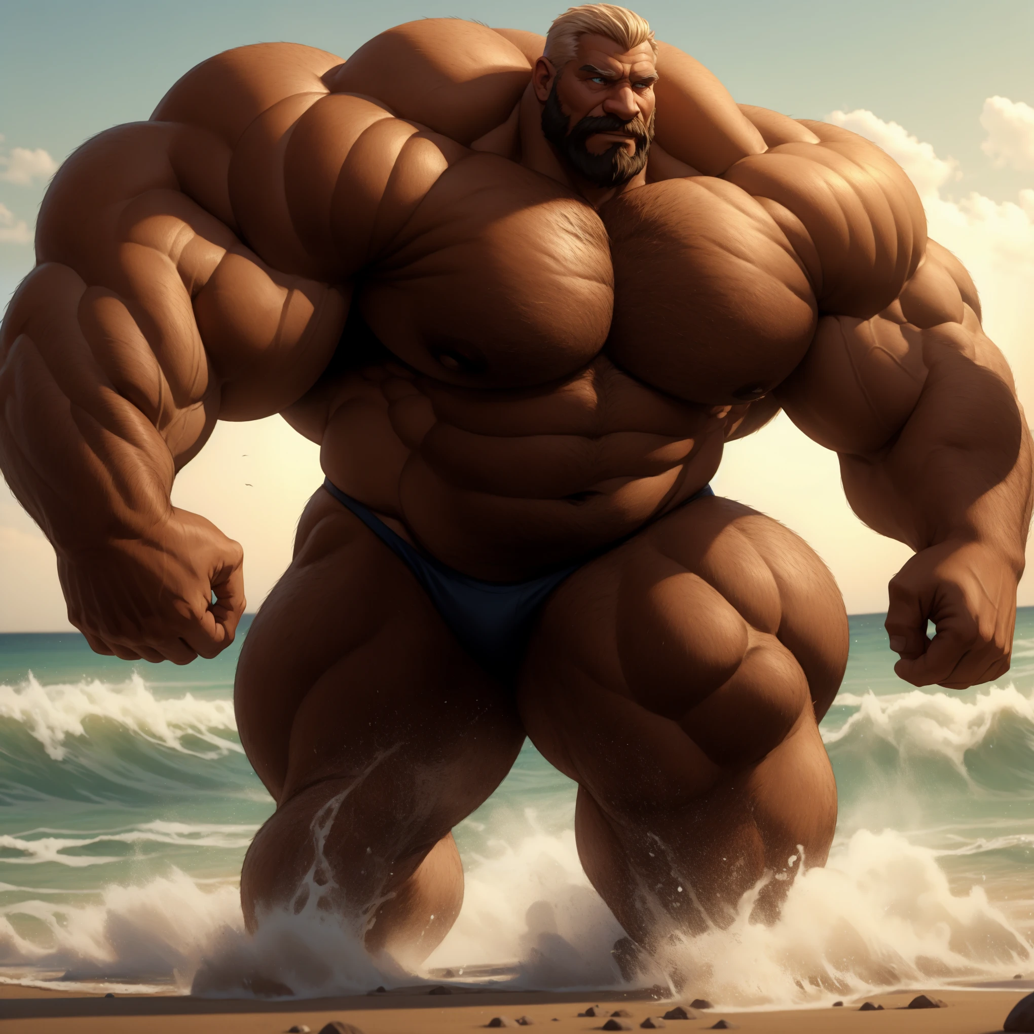 massive muscular old man, super thick arms
