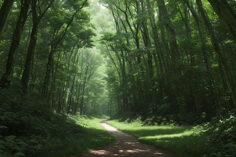 A meticulously crafted, high-definition image unfolds a dense, lush green forest teeming with life. Towering trees with gnarled roots and thick underbrush provide a formidable terrain, concealing various creatures that peek out anxiously from behind the foliage. The atmosphere is thick with tension and mystery, as the dim dappled light struggles to penetrate the dense canopy, casting an ominous ambiance. Shot in AR 3:2, the image's composition and textured details bring forth a sense of immersion, transporting the viewer into the heart of this intriguing woodland.