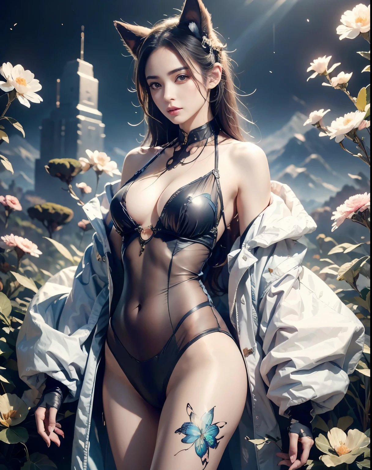 kawaii style {style Detailed body painting beautiful neon operator tanned woman, cyberpunk futuristic neon, reflective y coat, decorated with traditional japanese ornaments by ismail inceoglu dragan bibin hans thoma greg rutkowski alexandros pyromallis nekro rene maritte illustrated, perfect face, fine details,} . cute, adorable, brightly colored, cheerful, anime influence, highly detailed