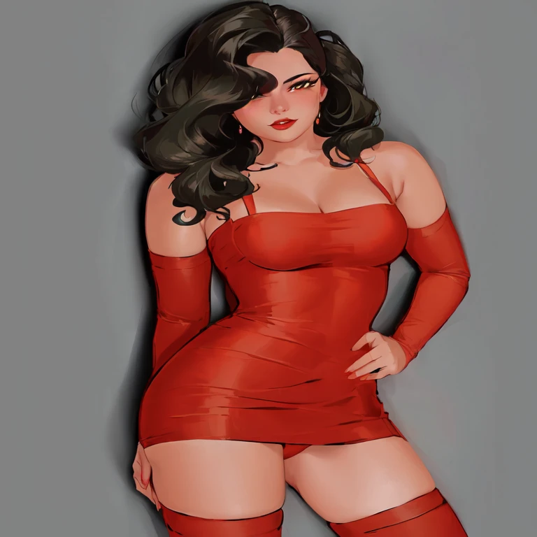 8k, Comic Babes, a cartoon of a woman in a vestido vermelho posing for a picture, wearing a vestido vermelho, in a vestido vermelho, grayscale phtoto with vestido vermelho, wearing vestido vermelho, arte digital dos desenhos animados, estilo de arte dos desenhos animados, Cel sombreado vector art, succubus in tight short dress, pintura digital sensual, vestido vermelho, succubus in sundress portrait, Cel sombreado!!!