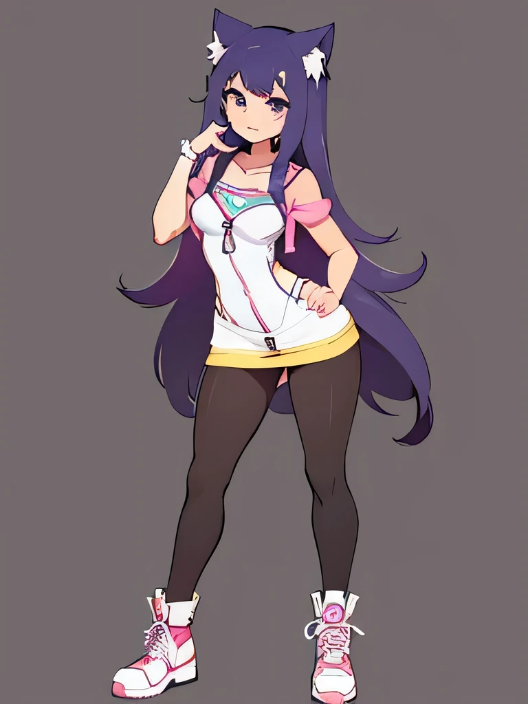 Una chica meowscarada con ropa estilo pokefuturista, y poses sexys
