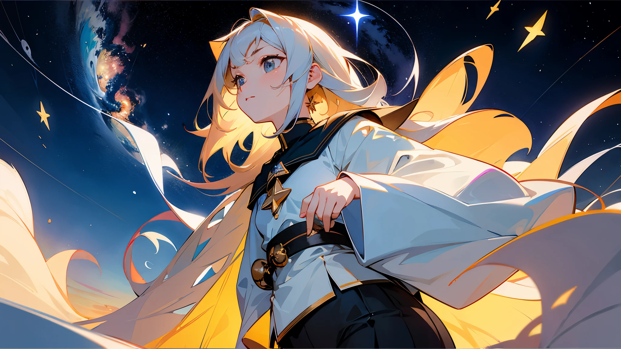 (masterpiece、Best Quality: 1.2)、Provocative composition、Low - Angle、From below、Look Up、Cinematic Anime、universe、universe、milky way、Cosmos、惑star、star、universe飛行士、whole body、Super detailed、Beautiful Face、Fine grain、Anime clips of three girls floating in great detail、Correct Anatomy、Incredible Absades