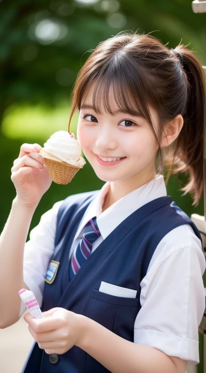 Pubic hair grows、Smile full of happiness、((Looks happy:1.3))、Pink Panties、、Panting face、Lacking、school girl outfit(Plaid miniskirt)、a sailor suit、Sweating、Expression in a state of excitement、short-hair、eye glass、((Licking soft-serve ice cream:1.3))、((pulling panties down:1.3))、1girll，（The cleft in the crotch is fully visible.:1.3）、((Lying on your back on the bed))、Put cucumbers in the crotch