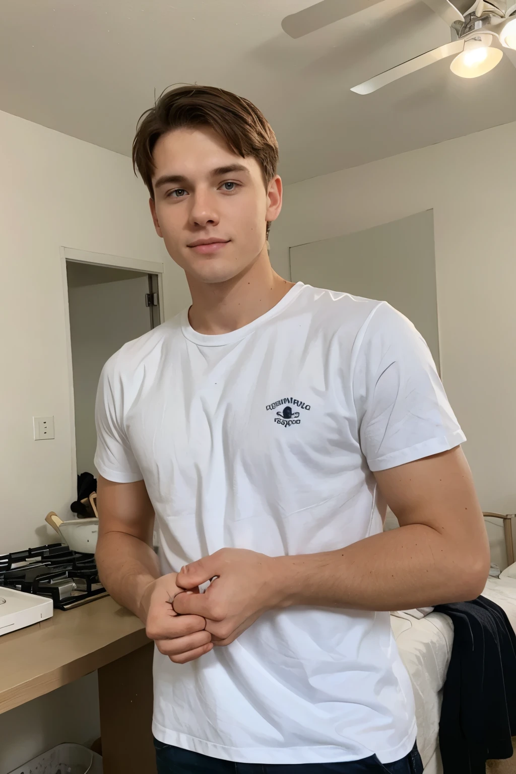 A white man in his twenties serving in a charity home