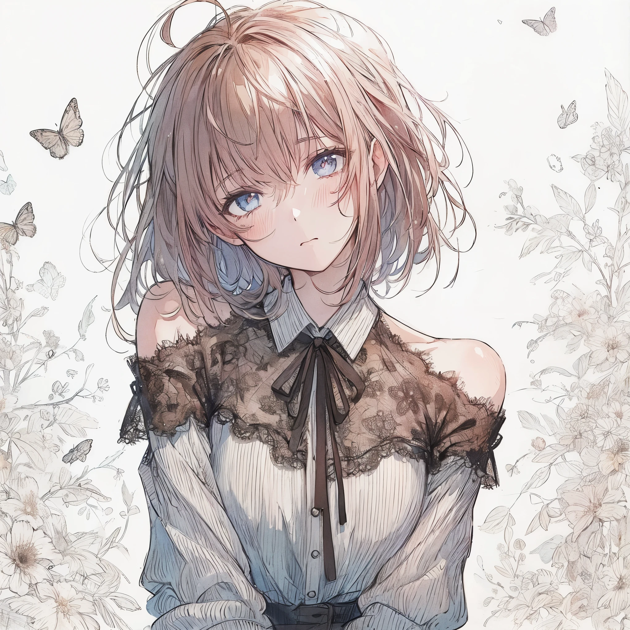 Official art using high-quality hand-drawn watercolor sketch techniques. (best quality,4k,8k,highres,masterpiece:1.2),ultra-detailed,beautiful detailed eyes,A girl with beautiful eyes, everyone, beautiful anime girl, cute anime girl, smooth anime art, anime style, elegant colors, soft lighting, delicate beautiful eyes, very coquettish, beautiful large breast, (correct hands:1.2),