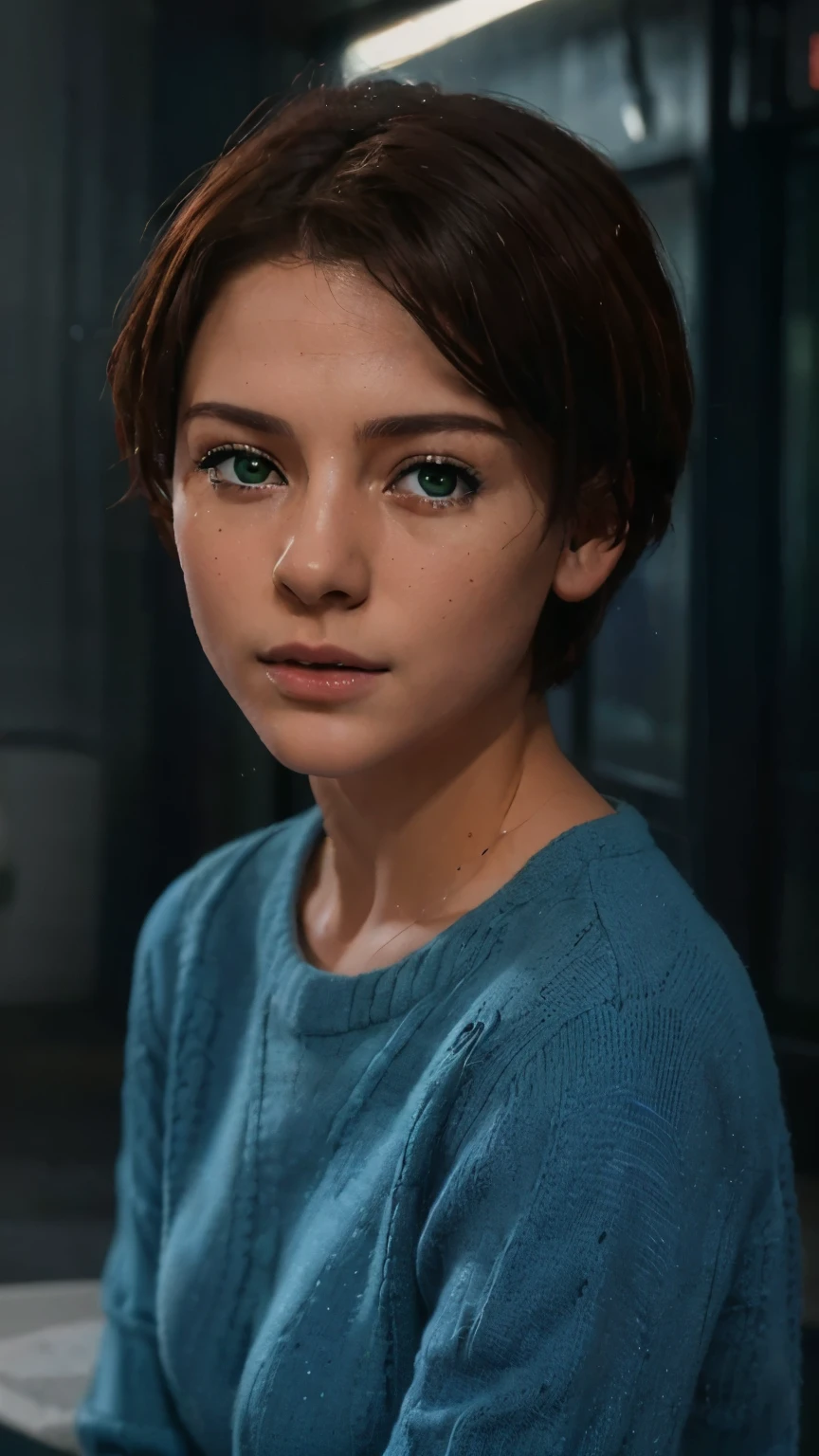 1girl, 2boys, masterpiece, highres, upper body, short hair, green eyes, blue sweater, sensual, erotic, intimate, passionate, romantic, artistic, beautifully detailed, photorealistic, (best quality,4k,8k,highres,masterpiece:1.2),ultra-detailed,(realistic,photorealistic,photo-realistic:1.37)