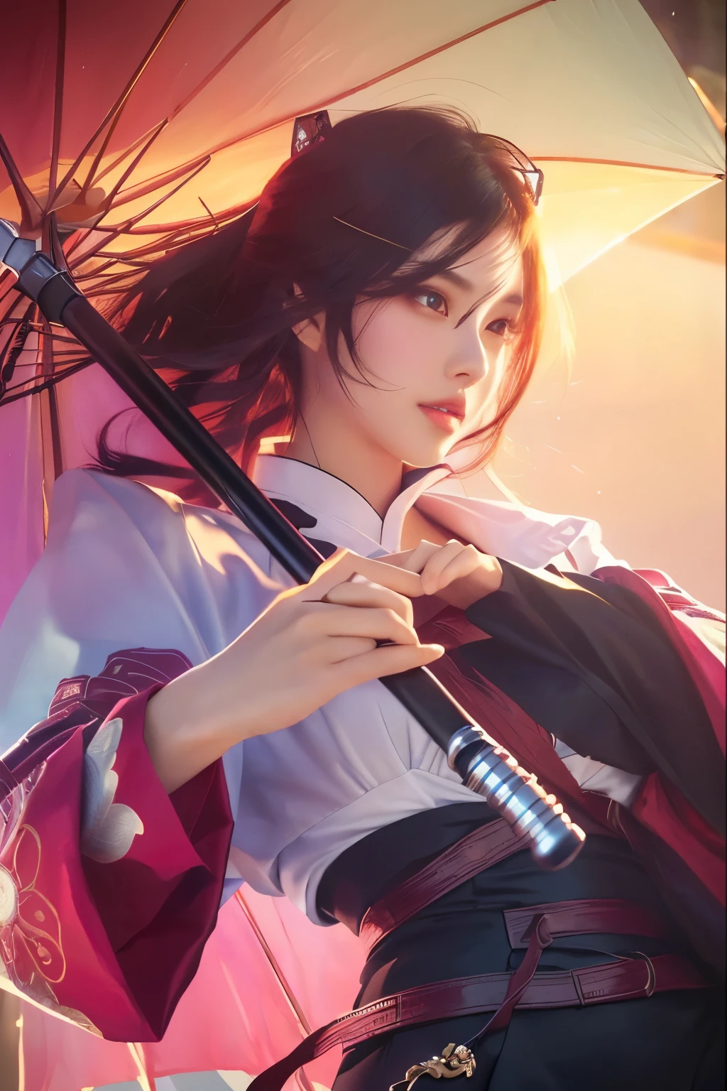 beautiful woman, close-up of a woman holding an umbrella, highly detailed artgerm, artgerm style, Kagura exorcist, artgerm. high detail, detail, mobile legends bang bang