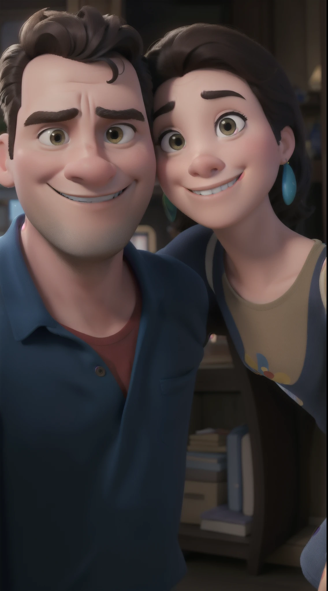 Um Homem e uma Mulher brancos, estilo disney pixar, alta qualidade, melhor qualidade