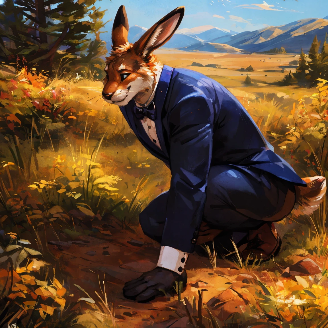 anthropomorphic hare in tuxedo from Midsommar by Ari Aster, By mystikfox61, By kenket