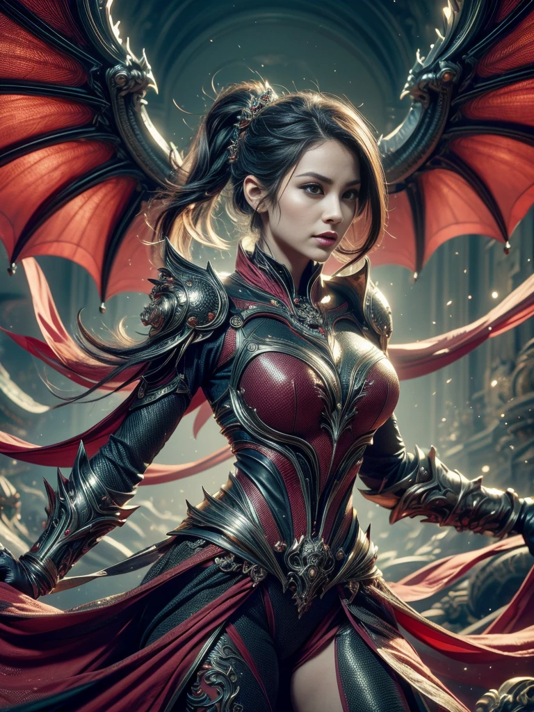 A powerful and elegant woman perfectly integrated with the essence of the dragon, Imaginative and visually striking digital artwork, (This woman exudes confidence and grace with dragon-inspired elements such as scales, wings, or subtle fiery details), A mythical and mesmerizing atmosphere, A harmonious fusion of human and dragon characteristics, full body,
Vibrant colors, dynamic poses, exquisite details, 32k UHD resolution, DSLR, professional photography, high quality, best quality, realistic photo, cinematic angle, cinematic lighting, vibrant color, vivid color, sharp focus