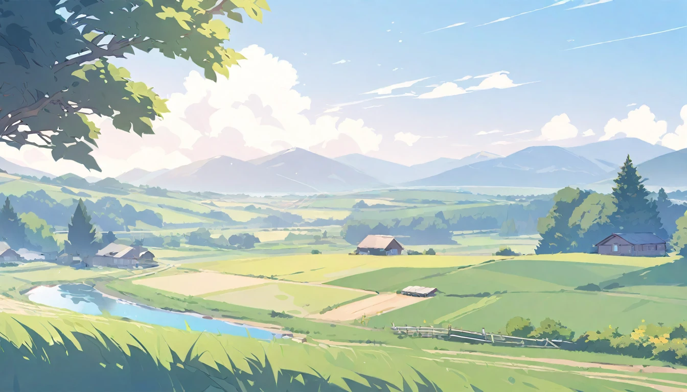 Summer rural landscape illustration