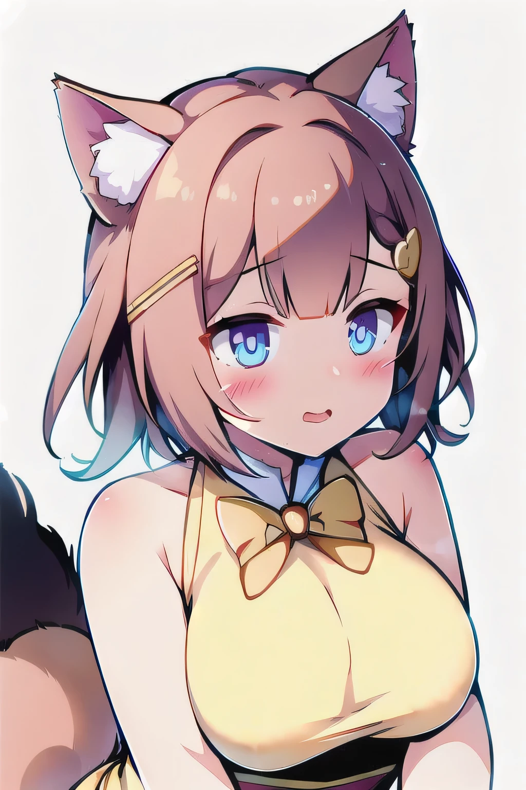 asta \(honkai: star rail\),cute,blushing,cat ears and tail,white background 