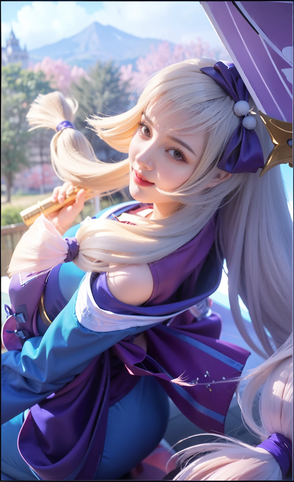 a close up of a woman wearing a red hood like a ruby wearing a patch over one eye, shadowbringers cinematic, 4 k detail fantasy, a beautiful fantasy empress, game cg, xianxia fantasy, xianxia hero, 2. 5 d cgi anime fantasy artwork, cinematic goddess close shot, ruan jia and artgerm, wow 4 k detail fantasy, hyperdetailed fantasy character, smile beautifull.