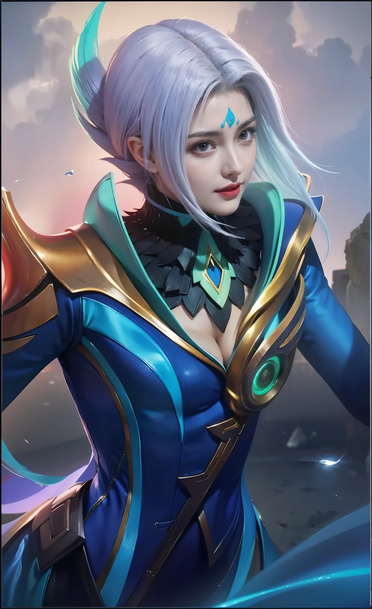 a close up of a woman wearing a red hood like a ruby wearing a patch over one eye, shadowbringers cinematic, 4 k detail fantasy, a beautiful fantasy empress, game cg, xianxia fantasy, xianxia hero, 2. 5 d cgi anime fantasy artwork, cinematic goddess close shot, ruan jia and artgerm, wow 4 k detail fantasy, hyperdetailed fantasy character, smile beautifull.