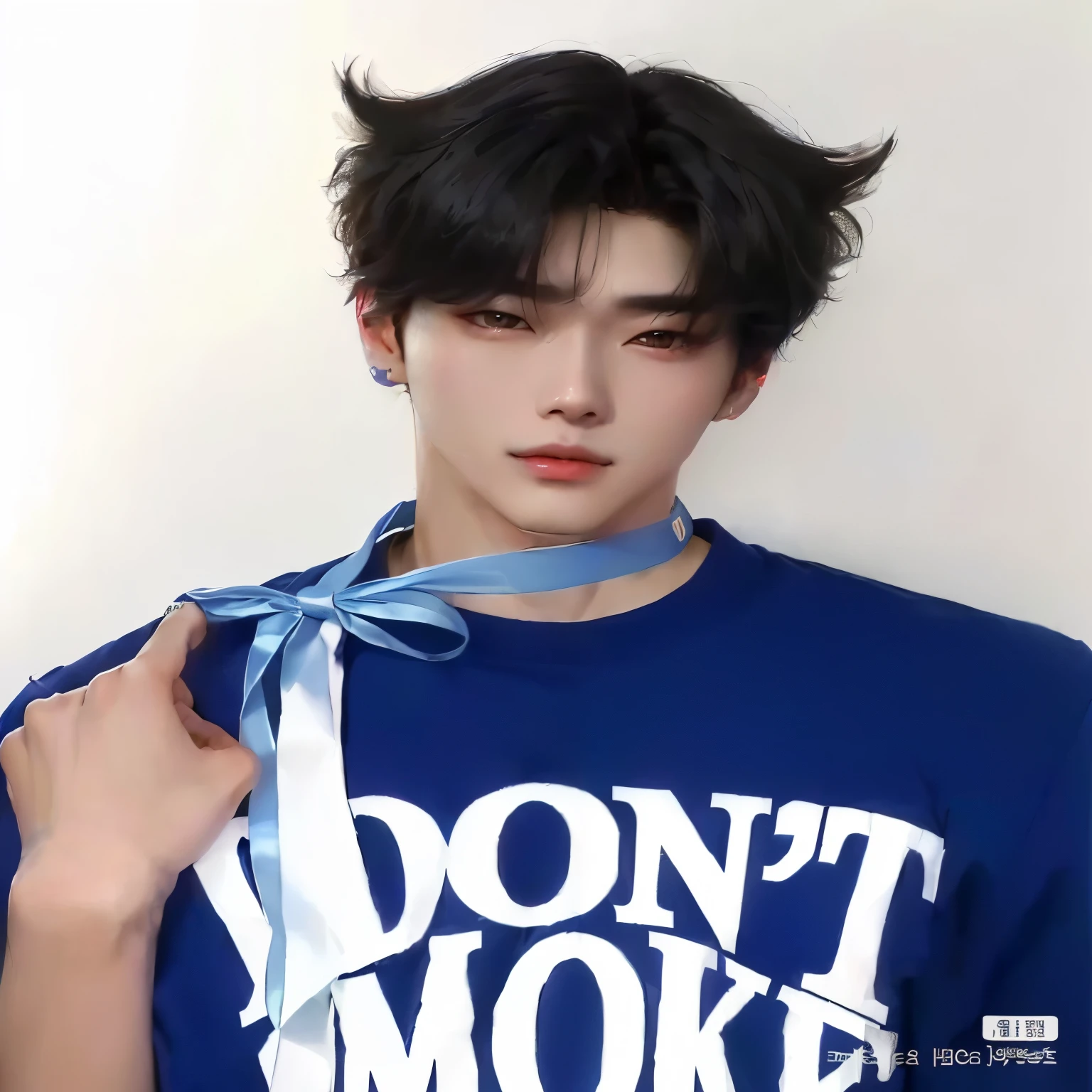 un primer plano de una persona que llevaba una camisa azul con corbata, Jung Jaehyun, jinyoung shin, cai xukun, kim doyoung, yanjun chengt, pintar ulzzang, Hong June Hyung, hyung tae, inspirado en Bian Shoumin, kim taejin, inspirado en Yanjun Cheng, pale korean adorable face