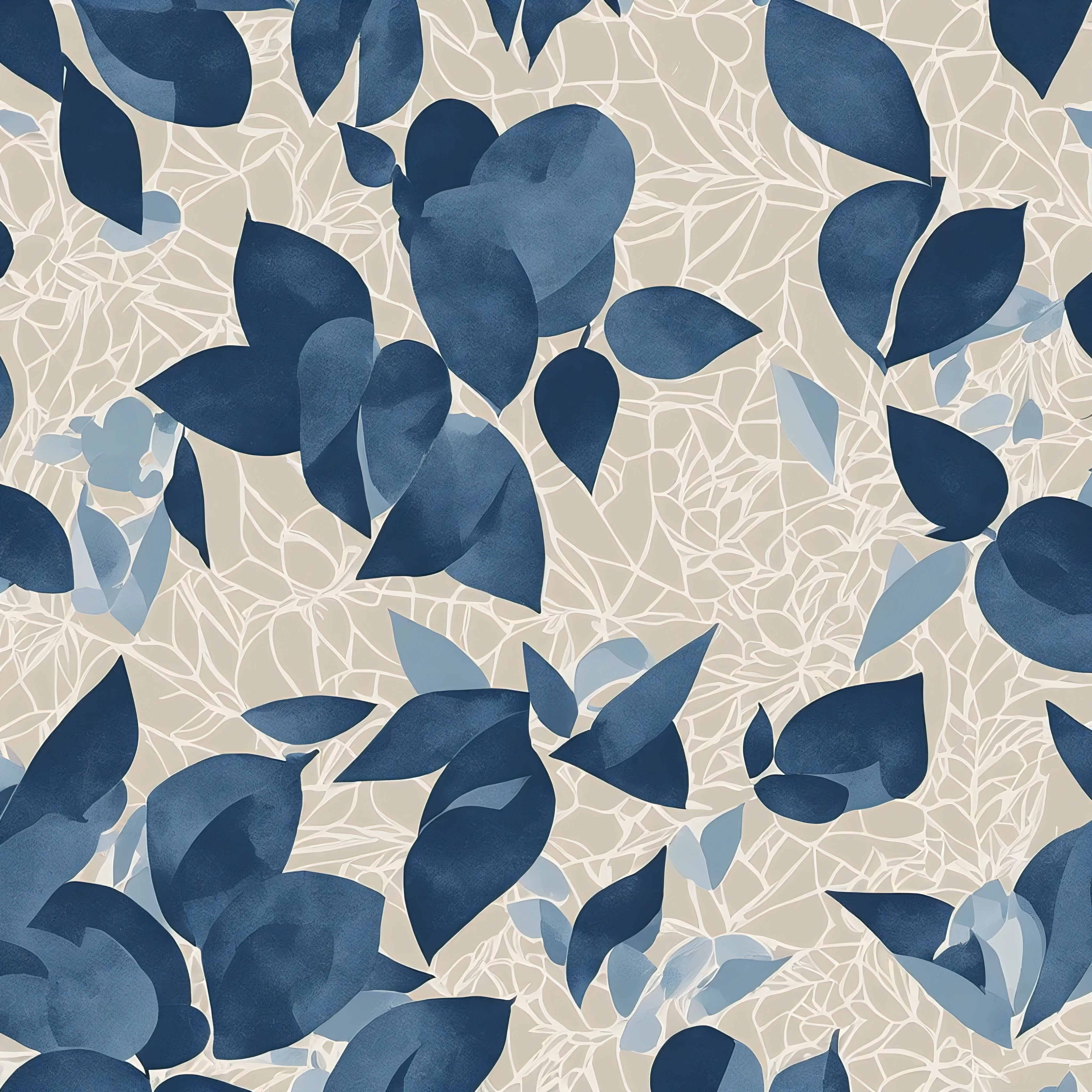 Create a print with a geometric forms texture, in a light beige and blue navy tone.