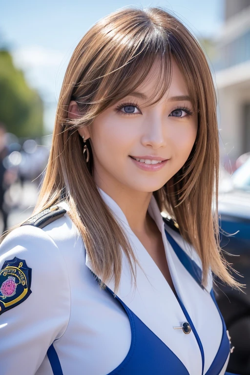 Reiko Nakagawa,blonde cabello,((uniforme de policia rosa)),(blue eyes:1.2), bikini,(Pechos grandes:1.5),brillante,cabello,((solo)),((obra maestra)),((mejor calidad)),perfect anatomy,cintura delgada,imagen perfecta,8k UHD,(Hermosos ojos detallados:1.5),cara extremadamente detallada,de pie,(parte superior del cuerpo:1.1),(mira al frente:1.1),arms behind the back,ultra detallado,absurdos,high resolution,(brillante cabello),pasillo interior,((sonrisa sensible)),