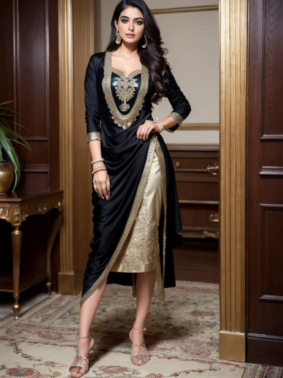  A confident-looking indian from a law firm with long flowing hair, hazel eyes, with stylish sexy seductive half-opened suit on hyperrealistic, super detailed, 8k, high quality, trending art, trending on artstation, sharp focus, studio photo, intricate details, highly detailed, full waist up pose , upper knees pose , indoor in exclusive hall room